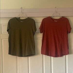 Set of Two Natural Reflections T-Shirts in Olive and Rust Size L